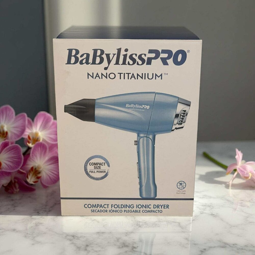BaByLissPRO Nano Titanium Compact Folding Ionic Dryer (1200 watt)